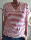 Tee-shirt rayures rose Coeur