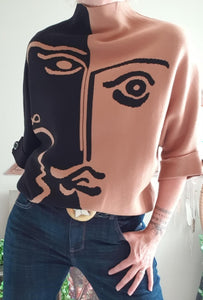 Pull Rostro camel/noir