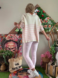 Pull rayures rose