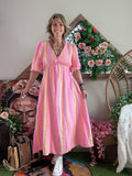 Robe Adeline rose/jaune/orange