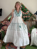 Robe Elena blanche/ turquoise