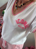 Tee-shirt Iconic blanc écriture rose