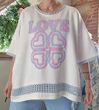 Haut Love blanc/bleu