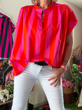Blouse à rayures fushia/orange