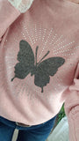 Pull Papillon rose