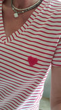 Tee-shirt rayures rose Coeur