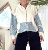 Gilet bleu jeans blanc