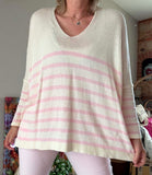 Pull rayures rose