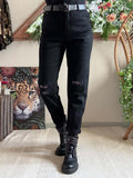 Jeans noir avec ceinture noir du 38 au 48