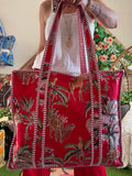 Sac matelassé Jungle fond rouge