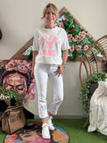 Tee-shirt Charme de Paris blanc écriture rose