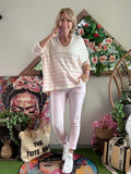 Pull rayures rose
