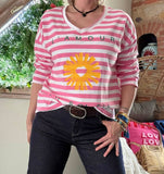 Haut L amour au Soleil rayures rose