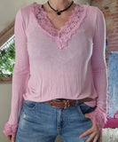 Haut Anais dentelle rose