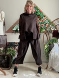 Pantalon Gabrielle croisé chocolat  du 38 au 48