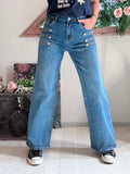 Jeans Mylene Wide Leg Boutons Bijoux du 34 au 42