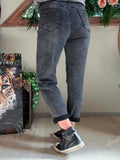 Jeans gris délavé effet Strass avec ceinture du 38 au 48