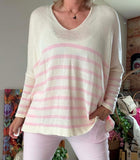 Pull rayures rose