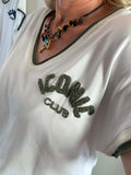 Tee-shirt Iconic blanc écriture kaki