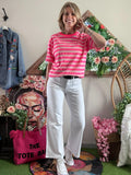 Tee-shirt Fun rayures fushia