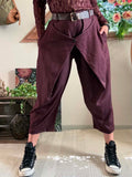 Pantalon Gabrielle croisé bordeaux à fine rayures du 38 au 48