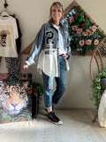 Veste Style Varsity en jean du 38 au 48 .