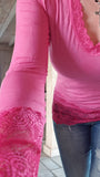 Sous pull Dentelle rose fushia